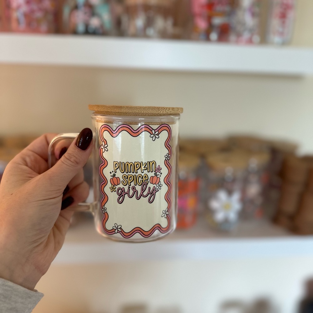 Pumpkin Spice girly glass tumbler
